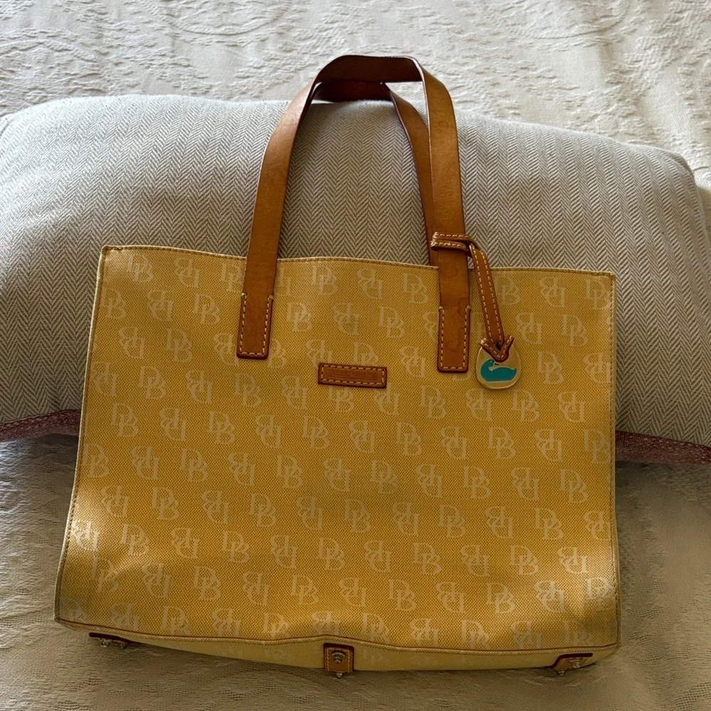 Vintage Dooney & Bourke Brown Monogram Canvas Tote